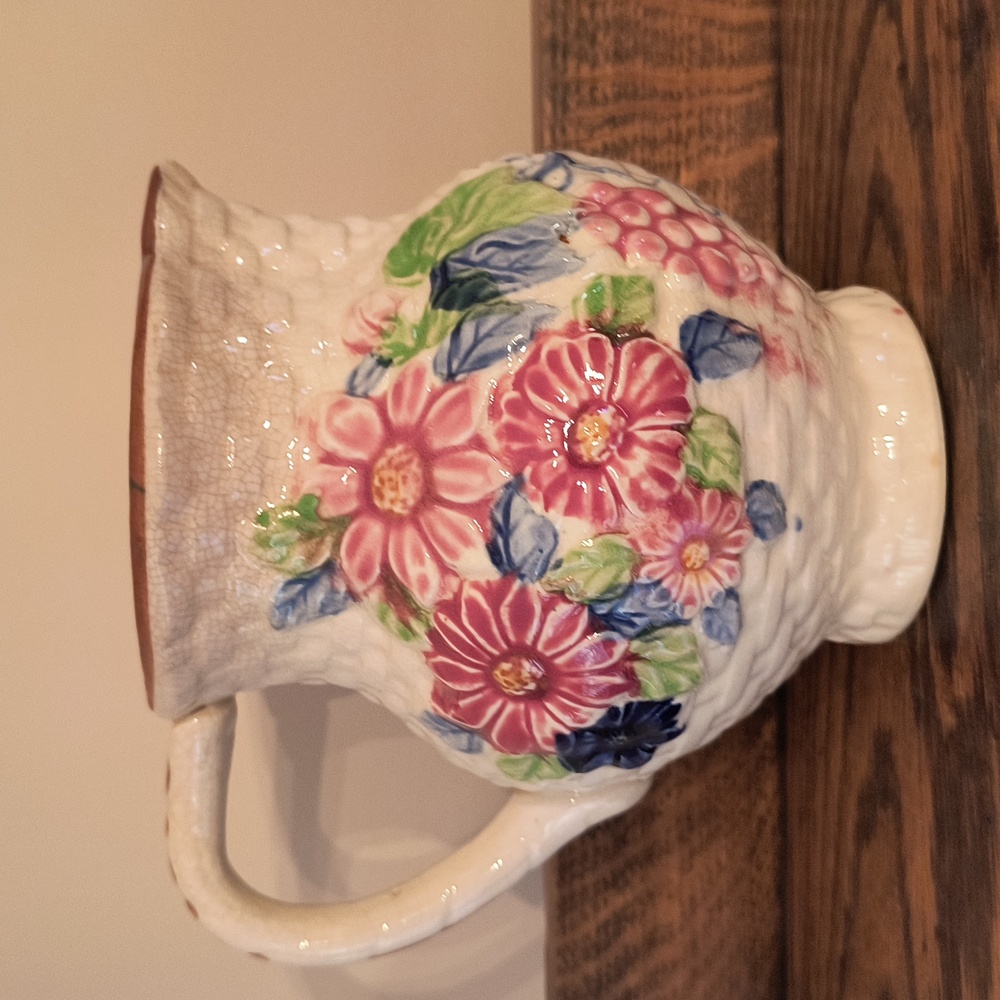 Vintage Ceramic Braided Floral Pitcher - Picture 3 of 15